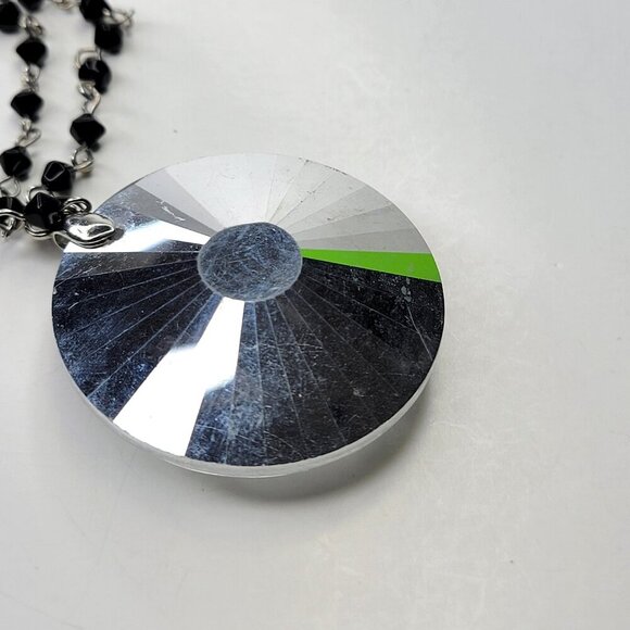 Large Glass Pendant with Black beads Necklace - Picture 5 of 7